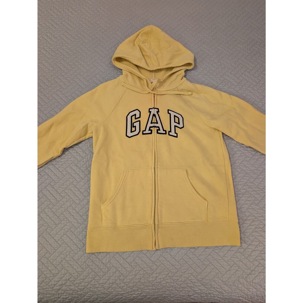 Gap Zip Up Hoodie Women's Size XS Yellow with GAP letters in Blue (0489)